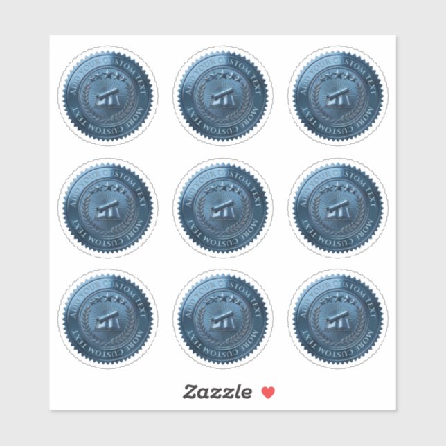 Custom 3D editable Blue foil certificate seal (Sheet)