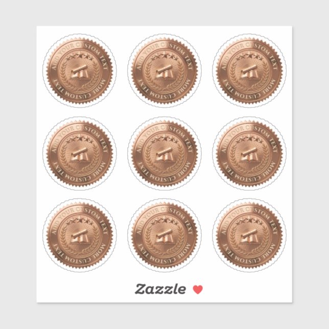 Custom 3D editable Copper foil certificate seal (Sheet)