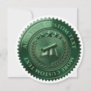 Custom 3D editable Green foil certificate seal Invitation