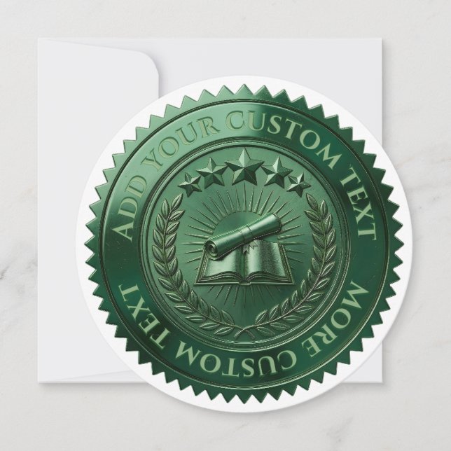 Custom 3D editable Green foil certificate seal Invitation (Front)