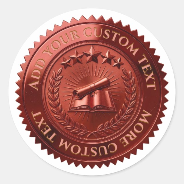 Custom 3D editable Red foil certificate seal (Front)