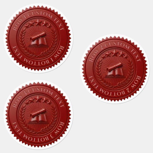 Custom 3D editable Red wax certificate seal (Group)