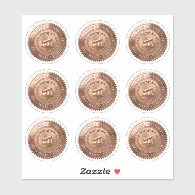 Custom 3D editable Rose Gold foil certificate seal (Sheet)