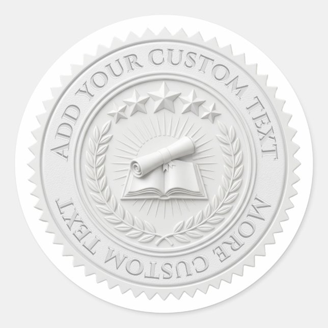 Custom 3D editable White wax foil certificate seal (Front)