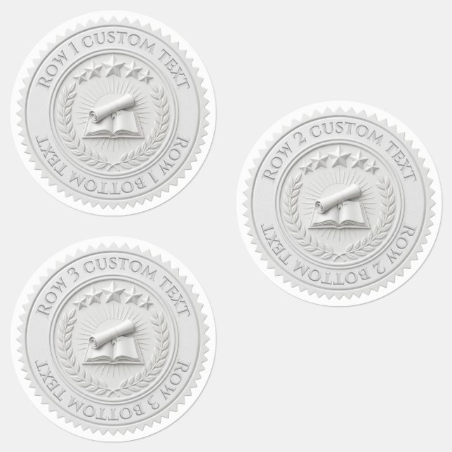 Custom 3D editable White wax foil certificate seal (Group)