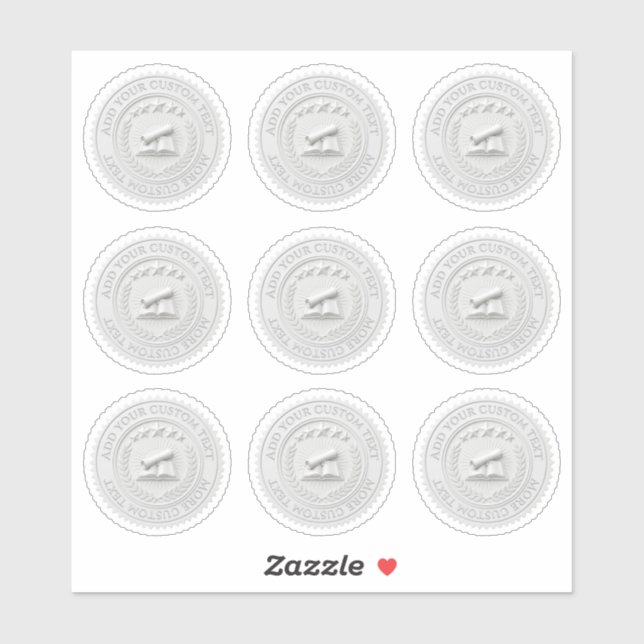 Custom 3D editable White wax foil certificate seal (Sheet)