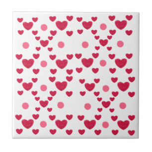 Custom 3D Jelly Hearts & Polka Dots Cute Pattern Ceramic Tile