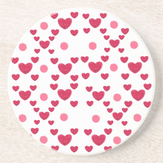 Custom 3D Jelly Hearts & Polka Dots Cute Pattern Coaster (Front)