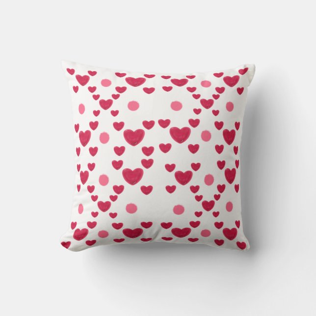 Custom 3D Jelly Hearts & Polka Dots Cute Pattern Cushion (Front)