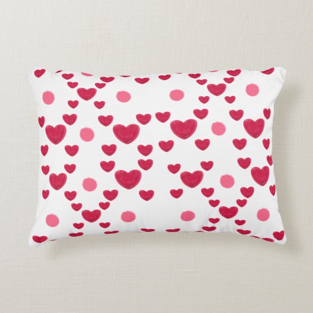 Custom 3D Jelly Hearts & Polka Dots Cute Pattern Decorative Cushion (Front)