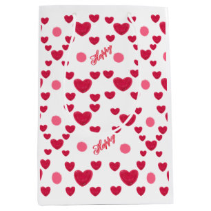 Custom 3D Jelly Hearts & Polka Dots Cute Pattern Medium Gift Bag