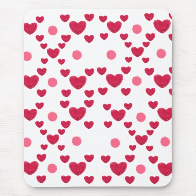 Custom 3D Jelly Hearts & Polka Dots Cute Pattern Mouse Pad (Front)