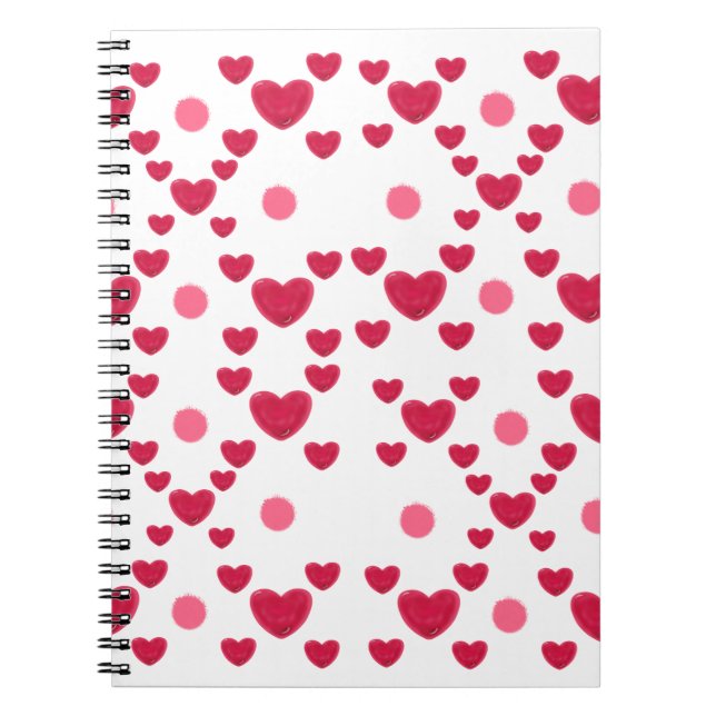 Custom 3D Jelly Hearts & Polka Dots Cute Pattern Notebook (Front)