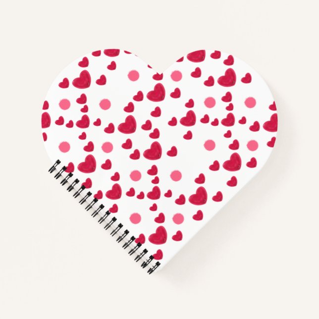 Custom 3D Jelly Hearts & Polka Dots Cute Pattern Notebook (Front)