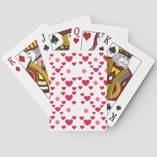 Custom 3D Jelly Hearts & Polka Dots Cute Pattern Playing Cards (Back)