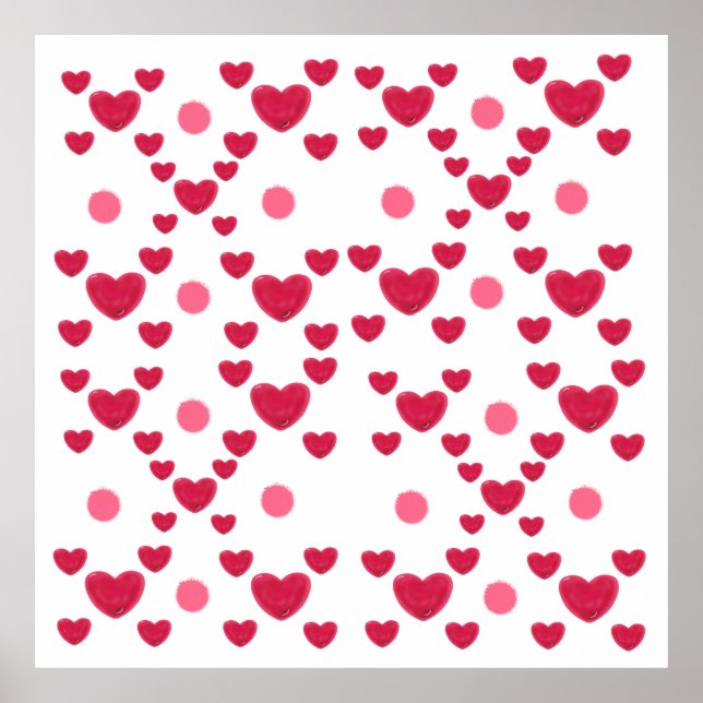 Custom 3D Jelly Hearts & Polka Dots Cute Pattern Poster (Front)