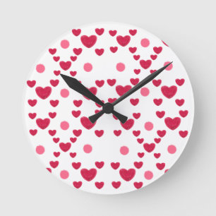 Custom 3D Jelly Hearts & Polka Dots Cute Pattern Round Clock