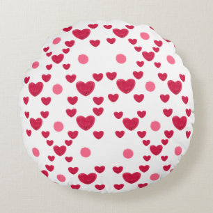 Custom 3D Jelly Hearts & Polka Dots Cute Pattern Round Cushion