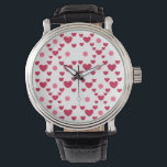 Custom 3D Jelly Hearts & Polka Dots Cute Pattern Watch<br><div class="desc">Add a pop of fun and shine to your day with this "Glossy Hearts" pattern. The artwork features rows of stylized 3D hearts that have a shiny, jelly-like texture, interspersed with playful pink polka dots. The bright pink and red colors make this the perfect design for Valentine's Day, anniversaries, or...</div>