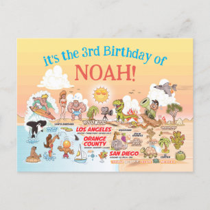 Custom 3rd SoCal Birthday Invitation Postcard