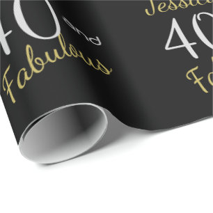 Custom 40 and Fabulous Fortieth Birthday Wrapping Paper