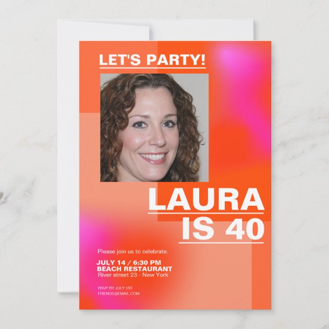 custom 40 birthday trendy modern photo Invitation (Front)