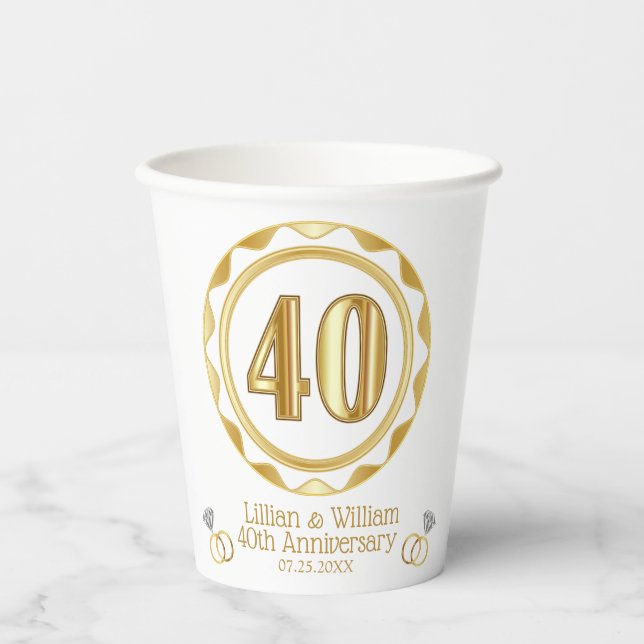 Custom 40th Anniversary or Birthday, etc... Paper Cups (Front)