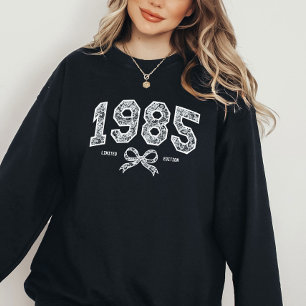 Custom 40th Birthday 1985 Lace Coquette Bow Sweatshirt