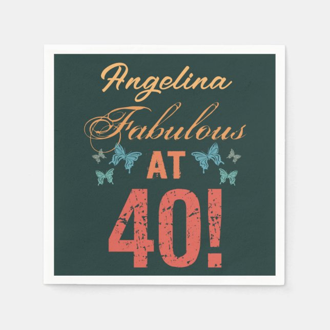 Custom 40th Birthday Fabulous Napkin (Front)