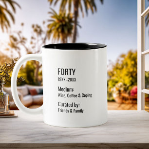 Custom 40th Birthday Fun Museum Label Inside Joke Two-Tone Coffee Mug