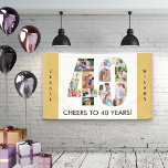 Custom 40th Birthday Party Neutral Photo Collage Banner<br><div class="desc">Create your own photo collage banner for a 40th Birthday Party. The template is set up for you to add your custom name or wording and your favourite photos. Your photos will automatically appear as a photo collage in the shape of the number 40. The banner has neutral beige sand...</div>