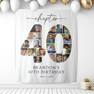 Custom 40th Birthday Photo Collage Tapestry