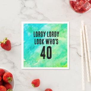 Custom 40th Birthday Watercolor Tie Dye Napkin