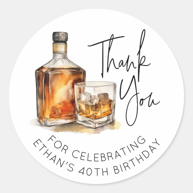 Custom 40th Birthday Whiskey/Bourbon Sticker Favou (Front)
