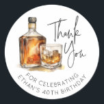 Custom 40th Birthday Whiskey/Bourbon Sticker Favou<br><div class="desc">Celebrate a milestone with elegance and a touch of personal flair! Introducing our Customisable 40th Birthday Favour Tags, adorned with an exquisite watercolor illustration of whiskey or bourbon, perfect for adding a sophisticated twist to your birthday celebrations. Designed for whiskey enthusiasts and those cherishing the fine things in life, these...</div>