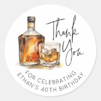 Custom 40th Birthday Whiskey/Bourbon Sticker Favou