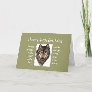 Custom 40th  Birthday Wolf Pack Family Quote Card