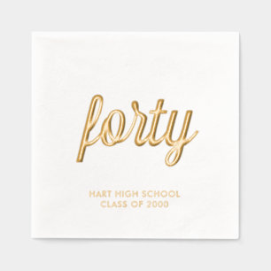 Custom 40th Reunion Modern Gold Foil Napkins