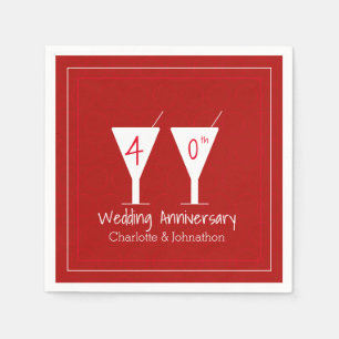 Custom 40th Ruby wedding anniversary glass Napkin