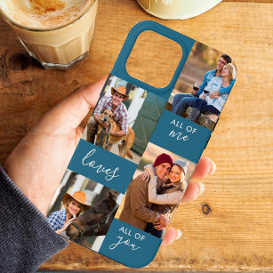 Custom 4 Photo All of Me Loves All of You Blue iPhone 13 Pro Max Case