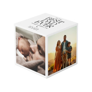 Custom 4 Photo Best Dad Ever Modern Father's Day Cube