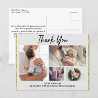 Custom 4 Photo Collage Baby Thank You Postcard