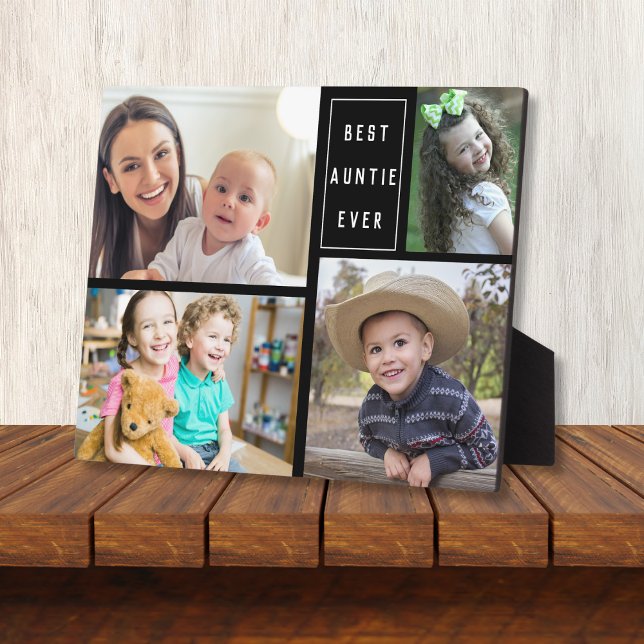 Custom 4 Photo Collage Best Auntie Ever   Plaque (Creator Uploaded)
