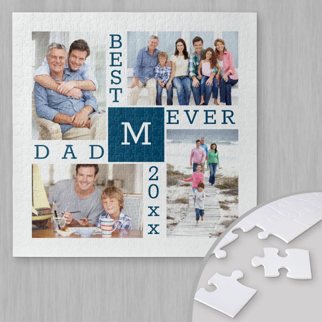 Custom 4 Photo Collage Best Dad Ever Jigsaw Puzzle (Creator Uploaded)