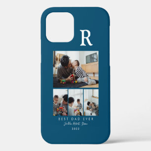 Custom 4 Photo Collage Best Dad Ever Monogrammed iPhone 12 Case