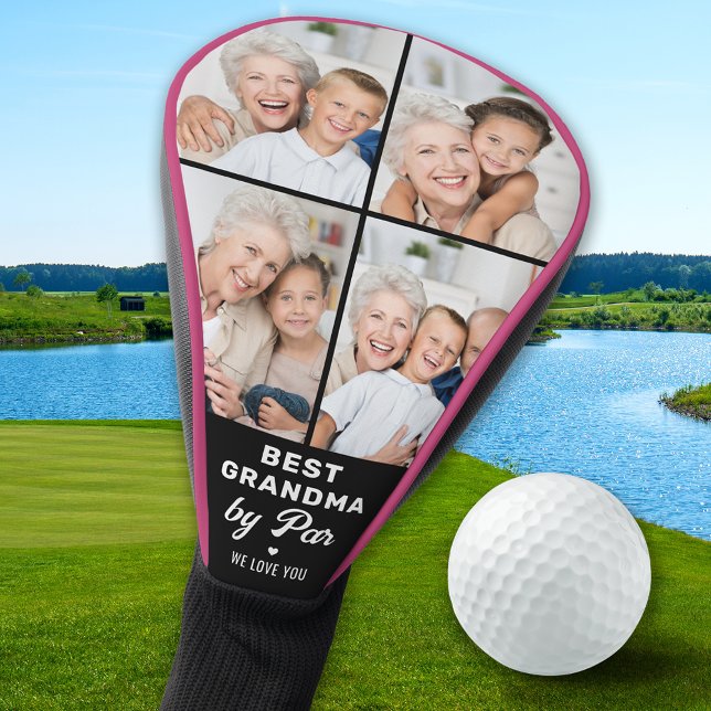 Custom 4 Photo Collage BEST GRANDMA BY PAR  Golf Head Cover (Creator Uploaded)