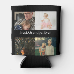 Custom 4 Photo Collage Best Grandpa Ever Can Cooler