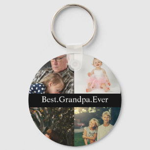Custom 4 Photo Collage Best Grandpa Ever Key Ring