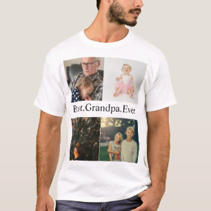 Custom 4 Photo Collage Best Grandpa Ever T-Shirt