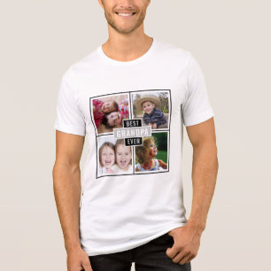 Custom 4 Photo Collage Best Grandpa Ever Tri-Blend Shirt